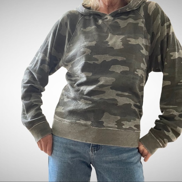Lucky Brand Vintage Camo Waffle Knit Hoodie S - Picture 2 of 9